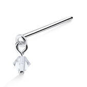 Stone Hook Shaped Silver Straight Nose Stud NSKA-556